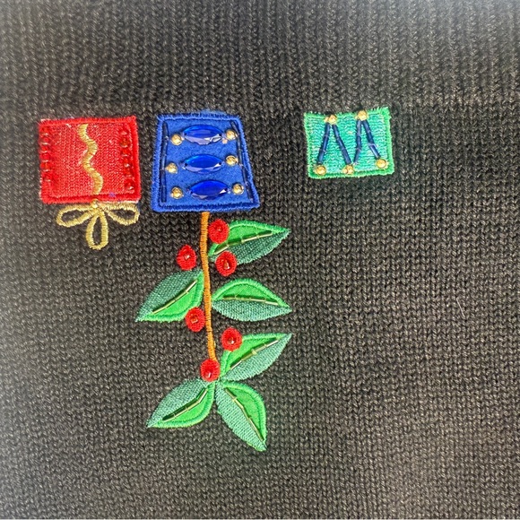 Sarah Bentley Christmas Zip Up Cardigan Trees Gifts Beads Embroidered Medium - Picture 10 of 10